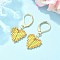 304 Stainless Steel Leverback Earrings for Women, with Heart Glass Woven Pendants, Golden, Light Khaki, 34x15mm
