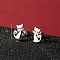 Non-Tarnish Stainless Steel Stud Earrings, Cat Shape, Stainless Steel Color, 11x7mm