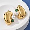 304 Stainless Steel Stud Earrings, with Cubic Zirconia and Plastic Imitation Pearl, Real 18K Glod Plated, Teardrop, Real 18K Gold Plated, 26.5x22.5mm