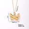 Fashion Elegant Golden Plated 304 Stainless Steel Pendant Necklaces, with Cable Chain for Women Girl, Butterfly, 15.75 inch(40cm)+5cm