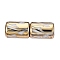Electroplate Glass Beads, Column with Flower Pattern, Light Gold, 11.5~12x8~8.5mm, Hole: 1.2~1.4mm