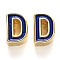 Rack Plating Alloy Enamel Beads, Cadmium Free & Nickel Free & Lead Free, Light Gold, Blue, Letter.D, D: 10x7x5mm, Hole: 1.6mm