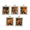 Natural Tiger Eye Faceted Rectangle Pendants, Rack Plating Brass Micro Pave Cubic Zirconia Charms, Golden, 15.5x11.5x4.5mm, Hole: 1.4mm