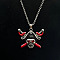 Alloy Pirate Skull Pendant Necklaces for Men, Platinum, Cerise