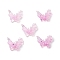 Butterfly with Flower Transparent Resin Cabochons, with Glitter Powder, Lilac, 9.5x11.5x4mm