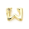 Rack Plating Brass Cubic Zirconia Beads, for Personalized Name Necklaces Making, Long-Lasting Plated, Lead Free & Cadmium Free, Alphabet, Letter W, 12.5x16.5x5mm, Hole: 2.7mm