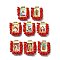 Barss Pendants, with Plastic Beads and Paper, Rectangle with Fantastic Saints, Cadmium Free & Nickel Free & Lead Free, FireBrick, 27x22x6mm, Hole: 2.2mm