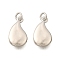 Brass Charms, Rack Plating, Lasting Plated, Cadmium Free & Lead Free, Platinum, with Jump Ring, Teardrop, 14.5x7.5x2.5mm, Hole: 2mm