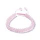 Bracciali di perline intrecciati in quarzo rosa naturale regolabili BJEW-F369-A13-1