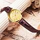 バレンタインデーの最高の贈り物は、カップルの時計を印刷しました  女性レザー防水クォーツ腕時計  ココナッツブラウン  ゴールドカラー  周囲：195ミリメートル WACH-BB19169-06-5