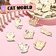 未完成の木の切り欠き  子供のためのDIYクラフトおもちゃ  猫の形  1.7~3.45x2.3~4.06x0.2cm  7スタイル  100個/袋 WOOD-CJC0012-03B-5