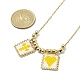 Rectangle with Cross & Heart Glass Seed Beaded Pendant Necklace NJEW-MZ00015-01-2