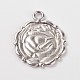 Flower Alloy Pendant Cabochon Settings and Half Round/Dome Clear Glass Cabochons DIY-X0221-AS-FF-5