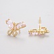 Brass Micro Pave Clear Cubic Zirconia Stud Earrings EJEW-P263-A-3