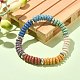 Stretch-Armband aus gefärbten natürlichen Lavagesteinsscheiben mit Perlen BJEW-TA00338-3