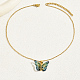 Collana con pendente a farfalla in plastica con catene in acciaio inossidabile dorato XQ2799-1-2