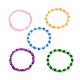 Bracciali elasticizzati con perline rotonde acriliche trasparenti per bambini BJEW-JB06505-1