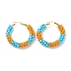 Porcelain Beaded Huggie Hoop Earrings for Women X1-EJEW-C003-01D-RS-1