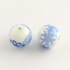 Perles rondes en verre avec motif de fleurs GFB-R001-12mm-01-1