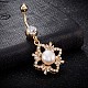 Anello in ottone con zirconi cubici e perla ombelico AJEW-EE0004-05-1