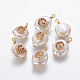 Colgantes naturales de perlas cultivadas de agua dulce PEAR-L027-01G-1