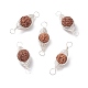 Natural Rudraksha Copper Wire Wrapped Connector Charms PALLOY-JF02067-02-1