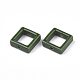 手作り磁器ビーズフレーム  光沢釉の磁器  正方形  濃い緑  15.5~16x15.5x5.5mm  穴：2mm PORC-S499-20F-2