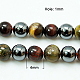 Brins de perles de fer tigré naturel et d'hématite synthétique G-H1581-4mm-2