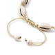 Bracelet de cheville en perles tressées en coquillage naturel avec perles turquoise synthétiques AJEW-AN00561-01-5