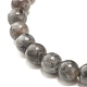 Braccialetto elasticizzato con perle rotonde di larvikite naturale BJEW-JB07209-03-5
