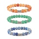 3 pièces 3 couleurs bracelets extensibles en perles rondes en aventurine naturelle avec tube incurvé BJEW-JB07719-2