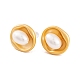Плоские круглые женские серьги-гвоздики из латуни и пресноводного жемчуга EJEW-G391-04MG-2