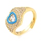 Регулируемое кольцо в форме сердца с эмалью и прозрачным фианитом RJEW-Q781-01G-02-1