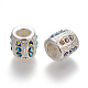 Mixed Color Silver Plated Rhinestone Large Hole European Beads X-RB-H003-2