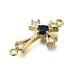 Подвески-крестики из латуни с синим кубическим цирконием ZIRC-I070-012G-2