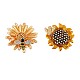 2Pcs 2 Style Sunflower and Bee Clear Cubic Zirconia Badges Pins with Enamel JX167A-1