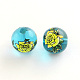 Flower Picture Transparent Glass Round Beads GFB-R004-14mm-M13-2