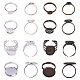 Sunnyclue 32 pieza de anillo de cabujón de latón que incluye bases de anillo de 8 mm en blanco con almohadillas y anillos en blanco ovalados redondos de 16 mm/18 mm para hacer joyas KK-SC0001-03-1