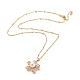 Flower Brass Micro Pave Cubic Zirconia Pendant Necklaces with Plastic Imitation Pearl NJEW-A015-02KCG-2