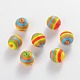 Mixed Color 22mm Handmade Waxed Cord Covered Beads X-CR055Y-1-1
