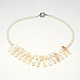Collares declaración de babero de concha de perla de color blanco natural de estilos mixtos NJEW-L096-05-2