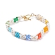Bracelet en perles de coquillage et fleur de verre tressée BJEW-TA00087-1