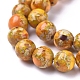 Hebras de perlas de jaspe imperial y turquesa sintéticas ensambladas G-D0006-C02-8mm-02-3