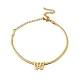 304 Stainless Steel Charm Anklet with Flat Snake Chains for Women AJEW-C021-02-2