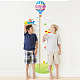 SUPERDANT 3 PCS/Set Height Chart Hot Air Balloon Height Chart Animal Pilot Wall Sticker PVC Growth Charts Ruler 50 to 170 cm Height Measure for Nursery Bedroom Living Room DIY-WH0232-034-7