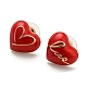 Boucles d'oreilles asymétriques en émail coeur et mot amour EJEW-Z018-02A-2
