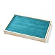 木製リングプレゼンテーションディスプレイボックス  ベルベットで覆う  長方形  ダークシアン  35x24x3.5cm ODIS-P008-07-2
