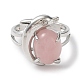 Ovale in quarzo rosa naturale con anello regolabile a delfino G-Z031-01P-20-3