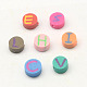 Handmade Polymer Clay Flat Round with Capital Letter Beads CLAY-Q209-8mm-M-1
