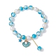 3 braccialetto elasticizzato con perle di vetro a 3 colori BJEW-JB09751-01-3